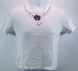 Uniti Casuals Women White Cotton Short Sleeve Floral Shirt XL